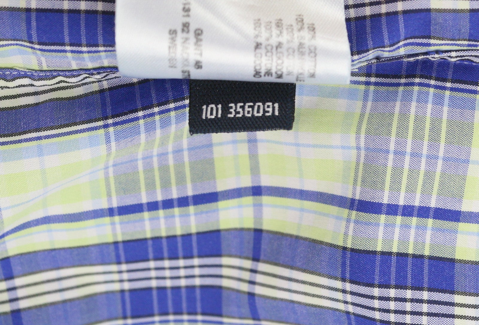 GANT Portofino Poplin Men Shirt M Blue Checked E-Z Fit Short Sleeve Logo Casual