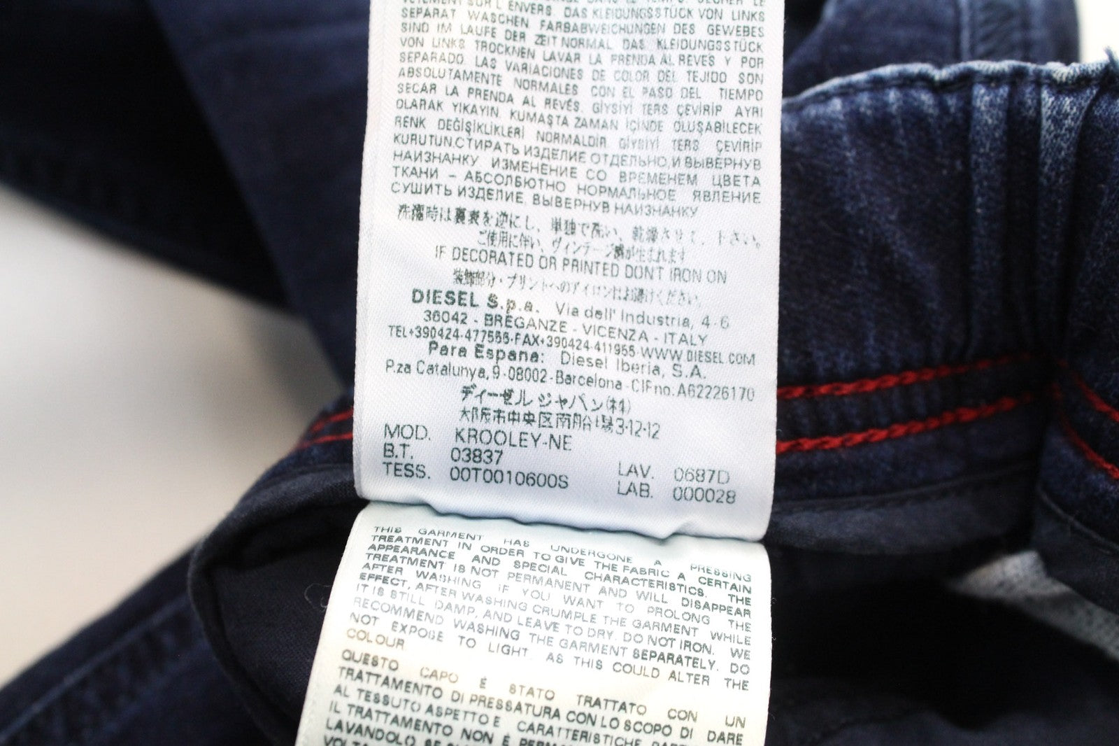 DIESEL Krooley-NE 0687D Men's W28 Jogg Sweat Blue Wash Slim Fit Cotton Stretch