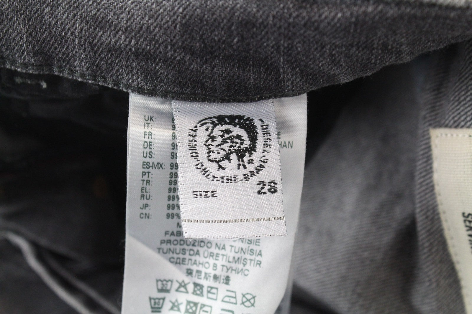 DIESEL D-Eetar 0890F Men's W28/L30 Jeans Ripped Grey Cotton Stretch Tapered Fit