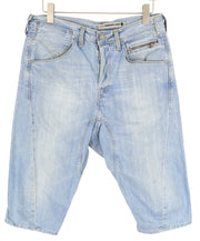 LEVI'S Engineered Men Shorts M Blue Denim Washed Faded Whiskers Drop Crotch
