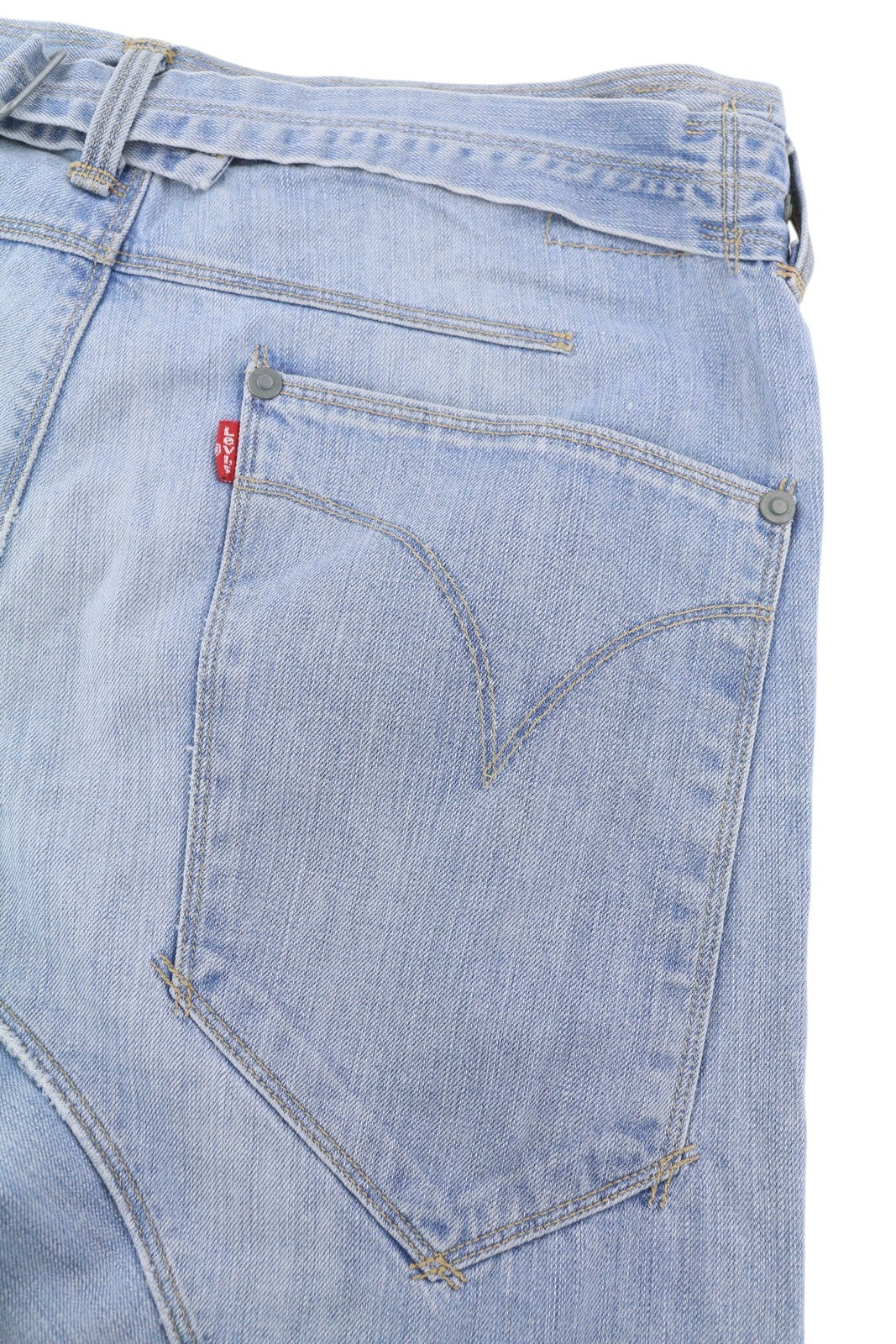 LEVI'S Engineered Men Shorts M Blue Denim Washed Faded Whiskers Drop Crotch