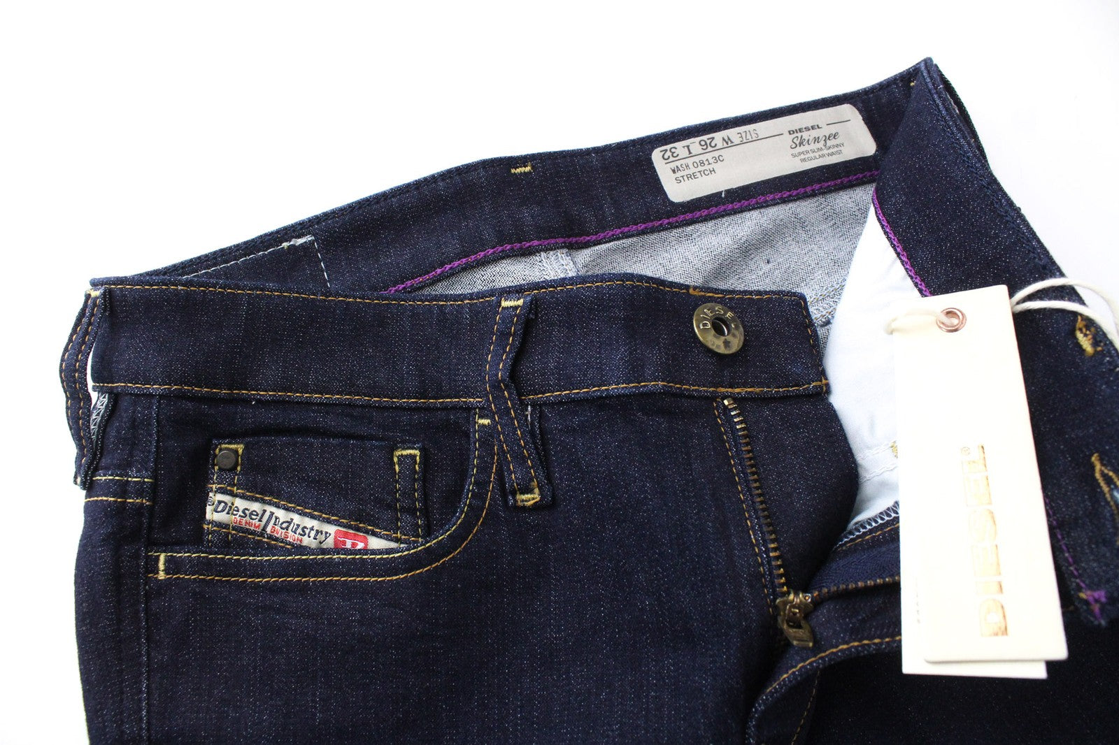 DIESEL Skinzee 0813C Women's W26/L32 Jeans Super Slim Stretch Blue Skinny Cotton