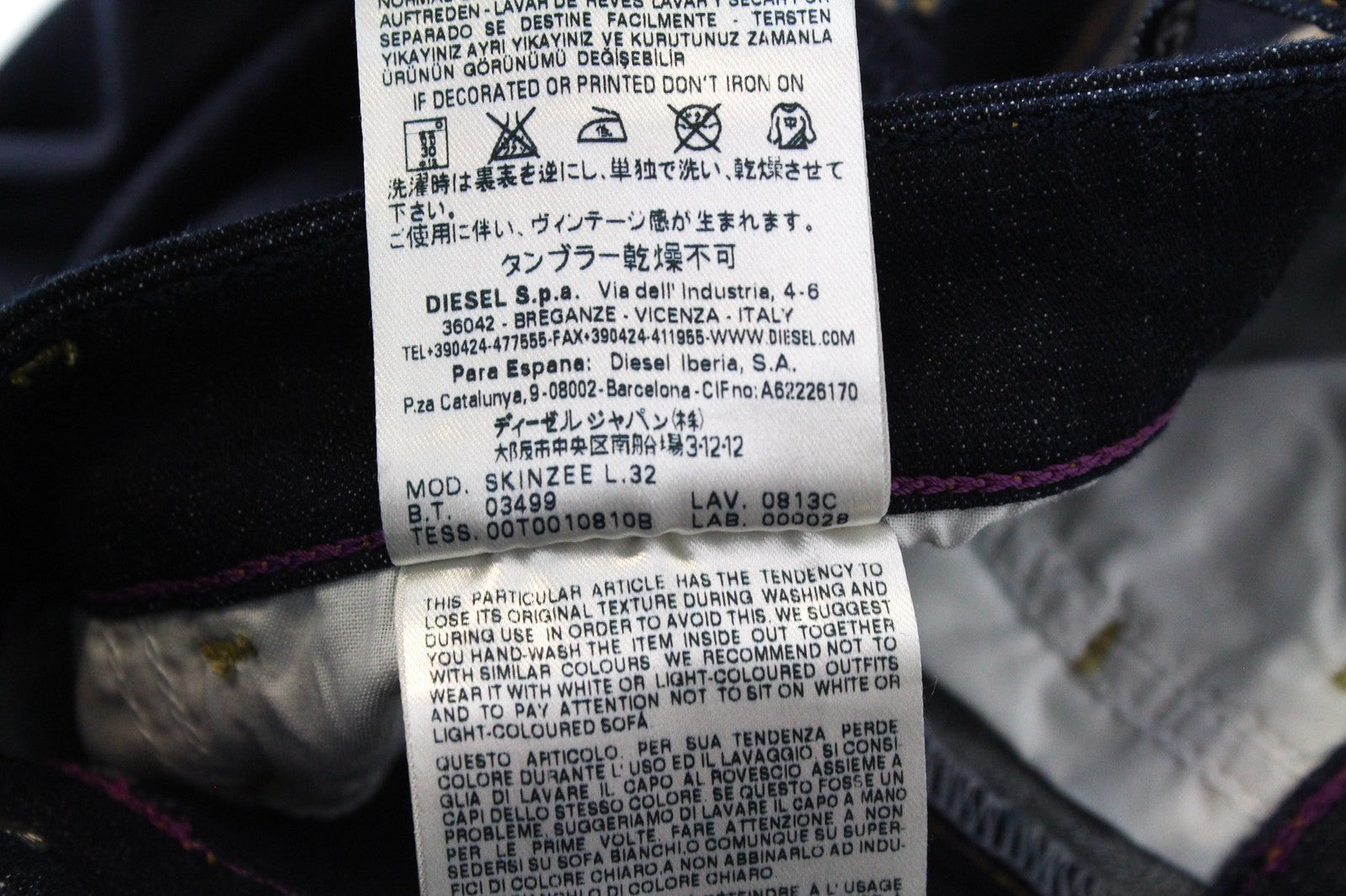 DIESEL Skinzee 0813C Women's W26/L32 Jeans Super Slim Stretch Blue Skinny Cotton