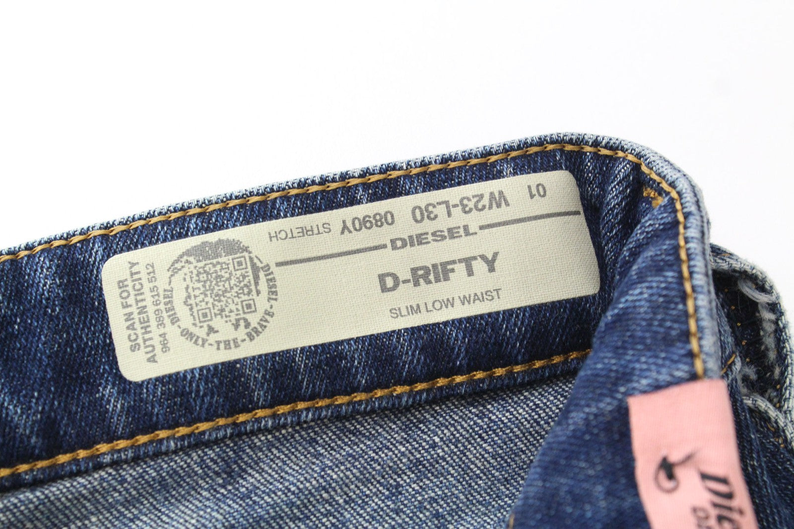 DIESEL D-Rifty 0890Y Women's W23/L30 Jeans Slim Fit Distressed Low Waist Blue