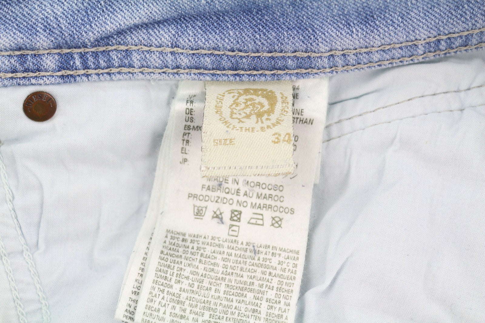 DIESEL Belther 0839G Men Jeans W34/~L30 Regular Slim Tapered Fit Stretch Blue