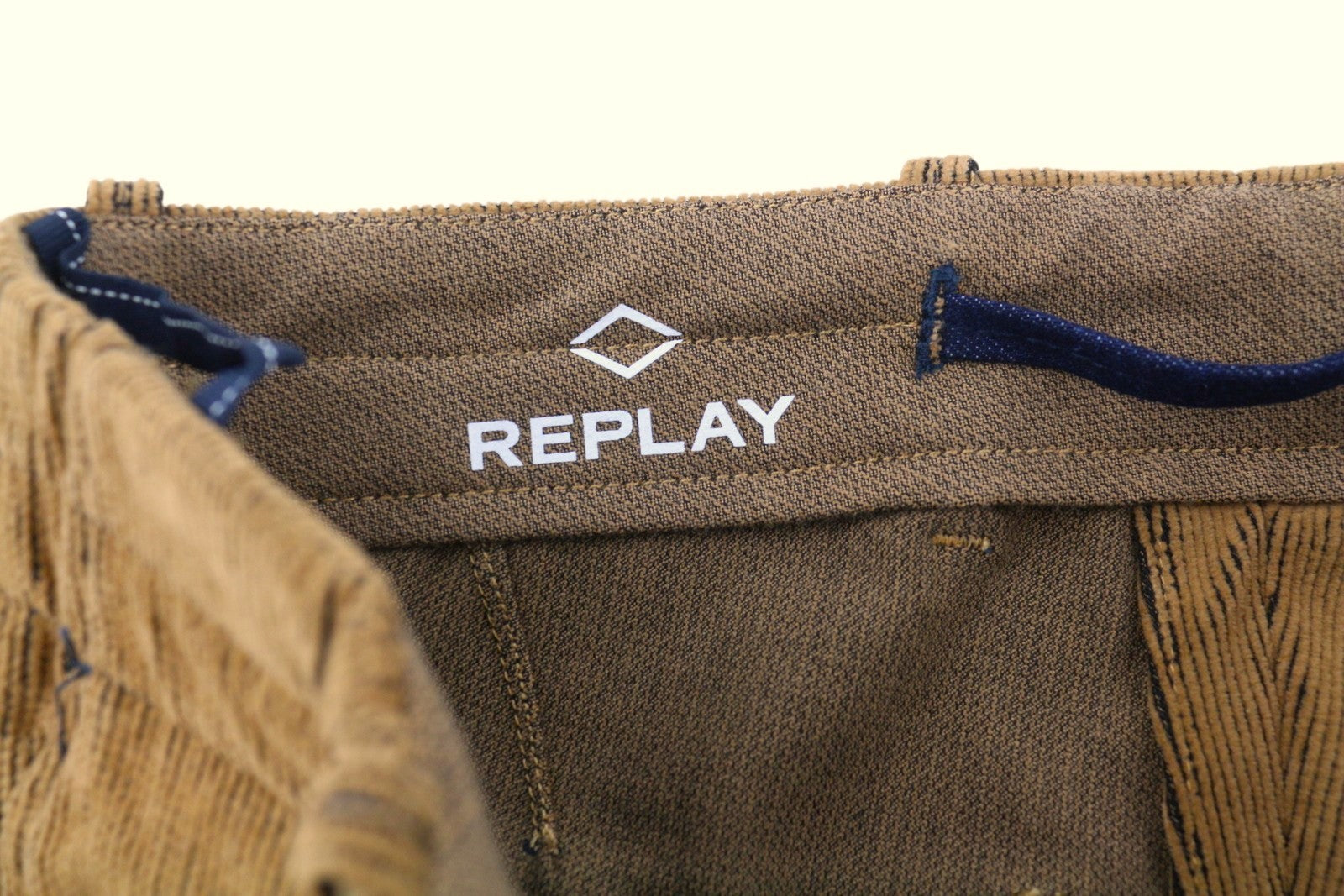 REPLAY M9735 Men Trousers W30/L30 Brown Corduroy Slim Fit Button Fly Casual