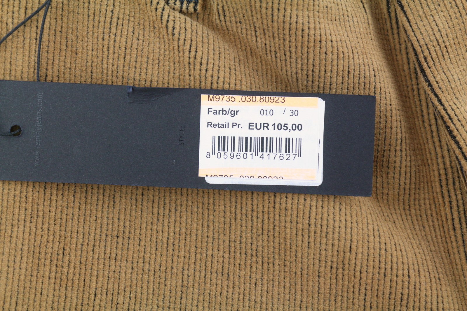 REPLAY M9735 Men Trousers W30/L30 Brown Corduroy Slim Fit Button Fly Casual