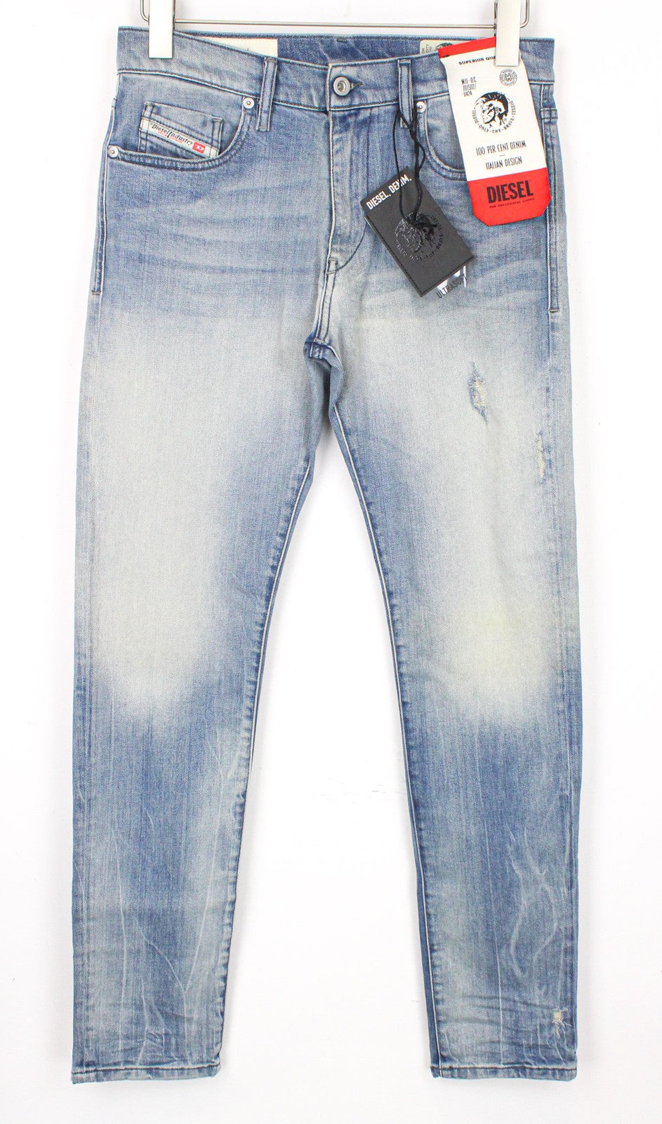 DIESEL D-Strukt 081AP Men's W29/L32 Jeans Distressed Tapered Slim Stretch Blue