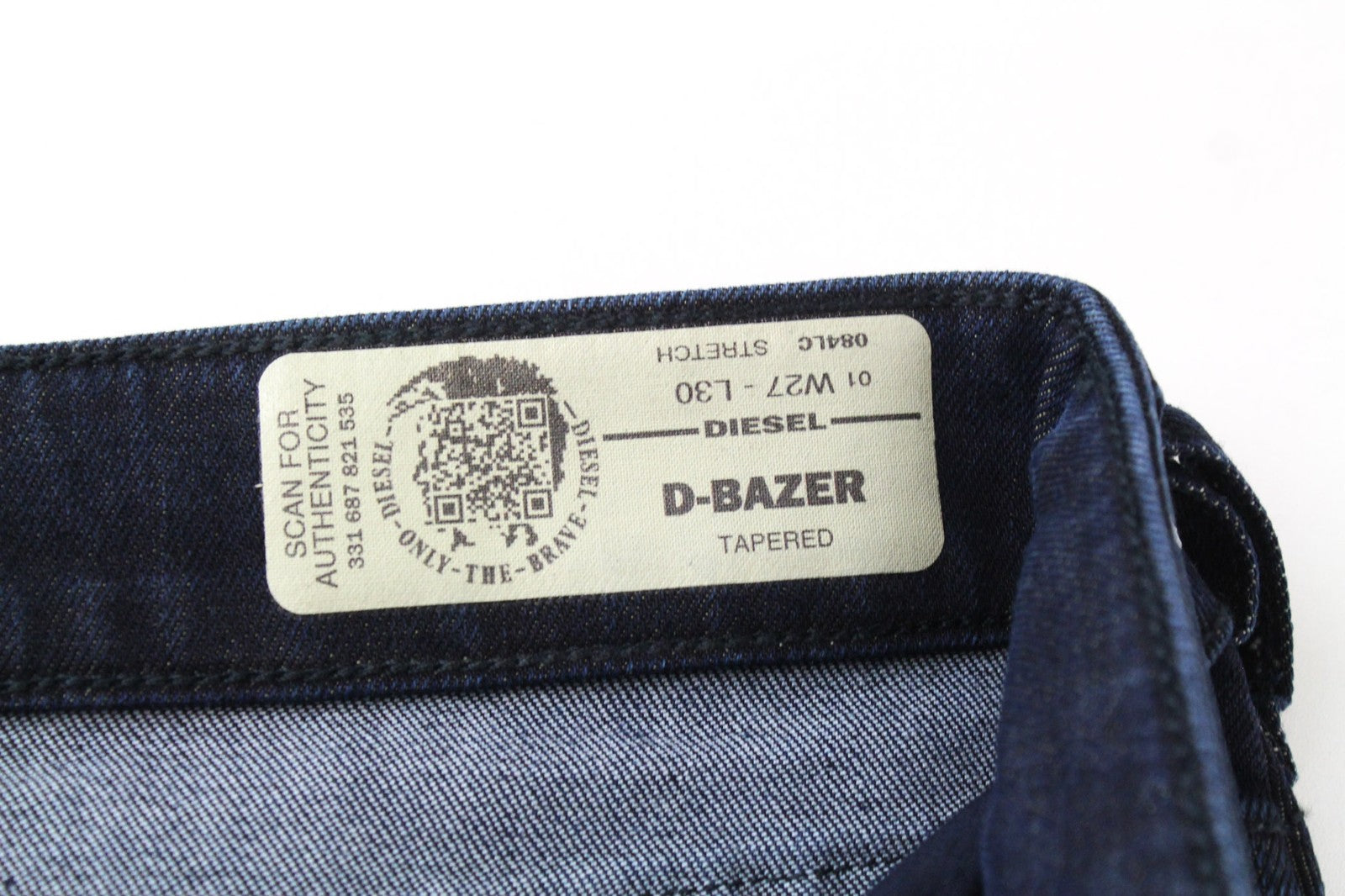 DIESEL D-Bazer 084LC Men's W27/L30 Jeans Dark Blue Tapered Stretch Button-Fly