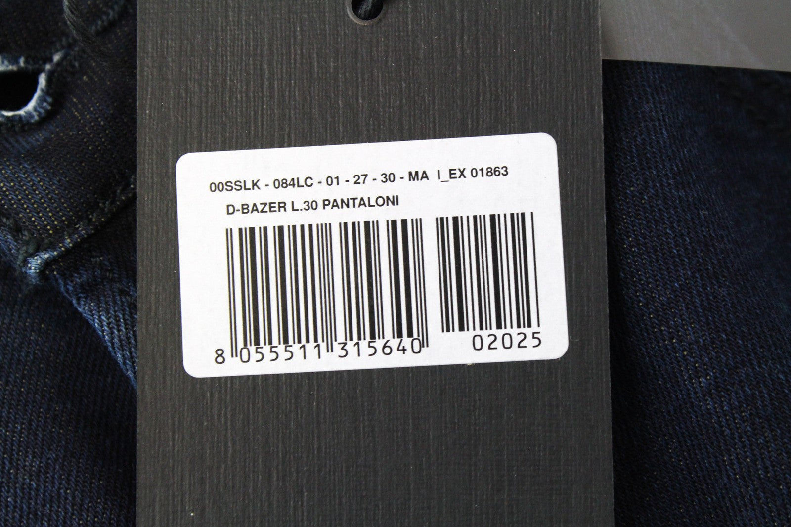 DIESEL D-Bazer 084LC Men's W27/L30 Jeans Dark Blue Tapered Stretch Button-Fly