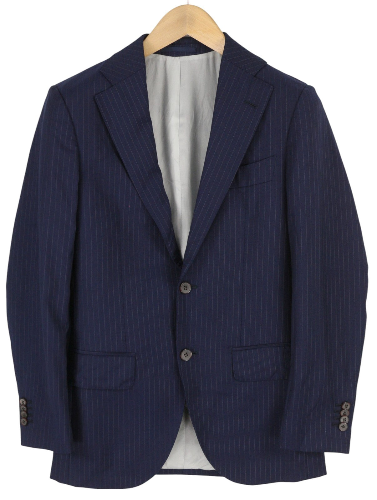 SUITSUPPLY Lazio Single Breasted Men Blazer UK32R Blue Wool Slim Fit Pinstriped