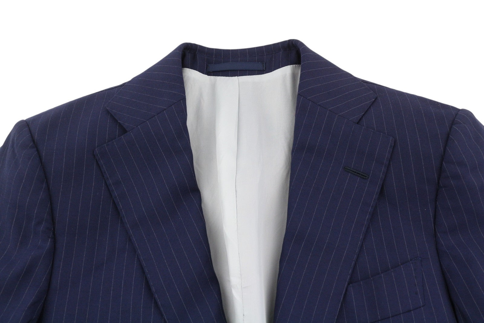 SUITSUPPLY Lazio Single Breasted Men Blazer UK32R Blue Wool Slim Fit Pinstriped