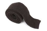SUITSUPPLY Men's Tie ~150x6cm Dark Brown Knitted Wool Classic Squared-End Style