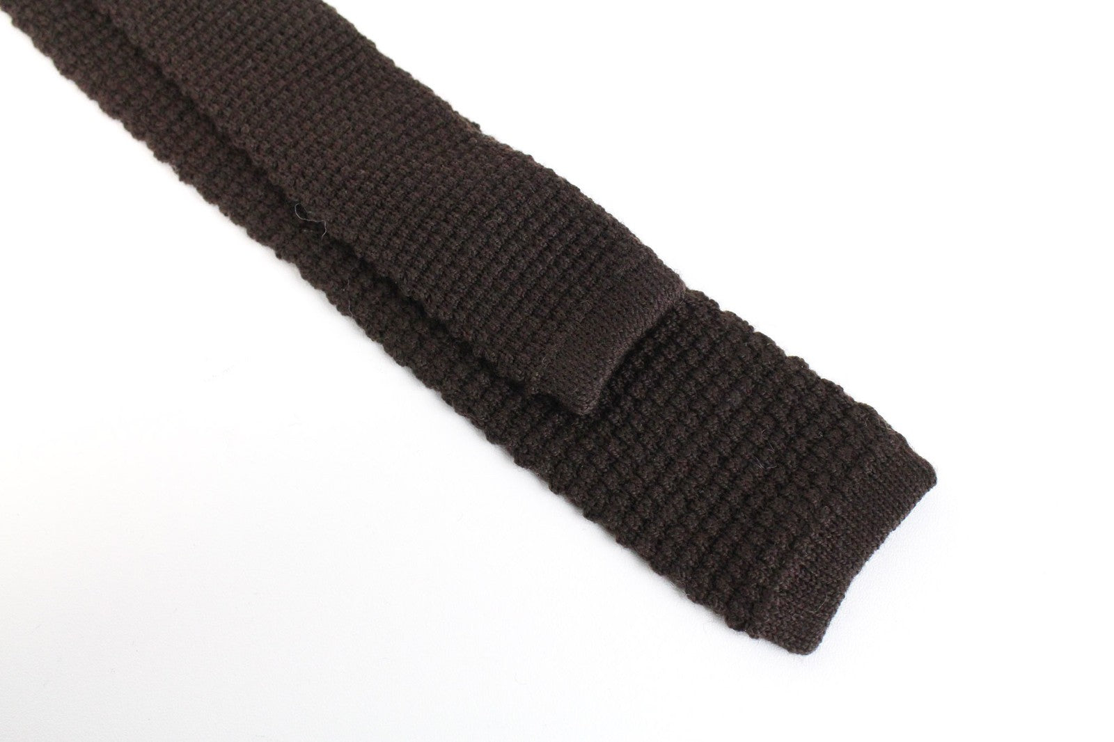 SUITSUPPLY Men's Tie ~150x6cm Dark Brown Knitted Wool Classic Squared-End Style