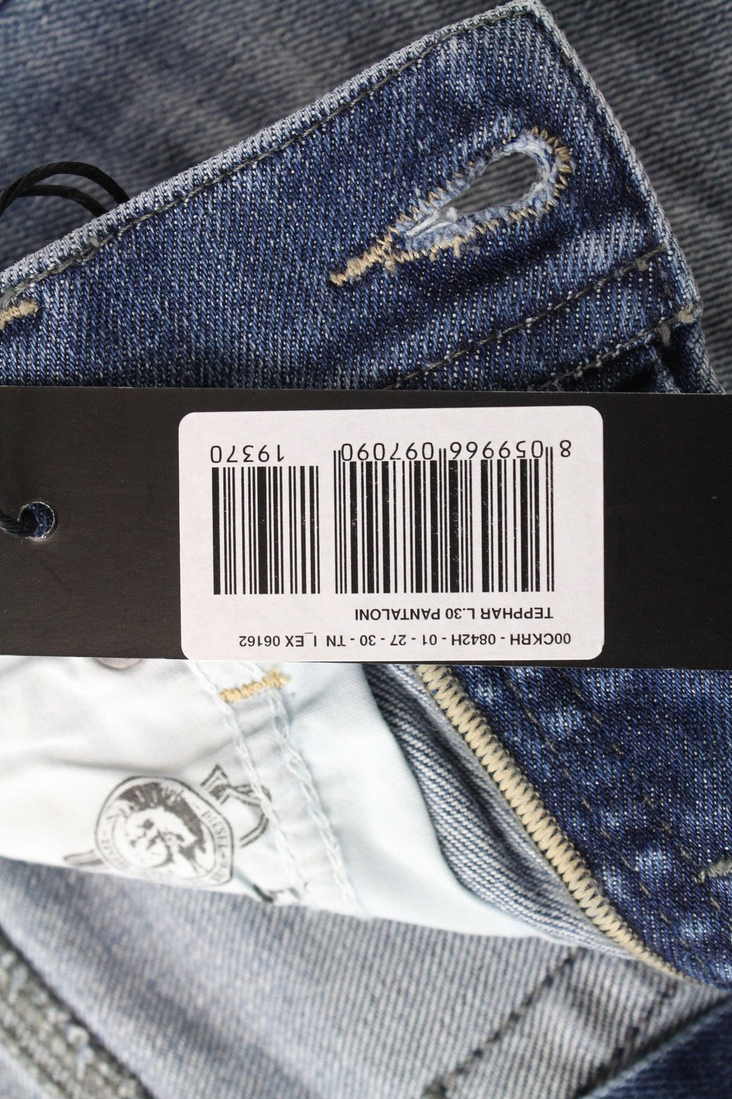 DIESEL Tepphar 0842H Men's W27/L30 Jeans Slim Carrot Fit Button Light Blue