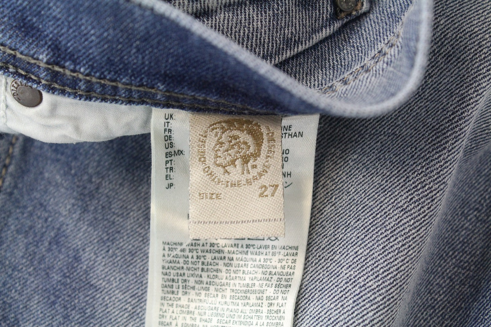 DIESEL Tepphar 0842H Men's W27/L30 Jeans Slim Carrot Fit Button Light Blue