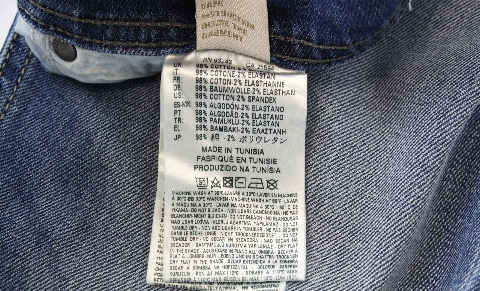 DIESEL Tepphar 0842H Men's W27/L30 Jeans Slim Carrot Fit Button Light Blue