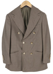 SUITSUPPLY La Spalla Men Blazer UK34S Brown Wool Double-Breasted Peak Lapel