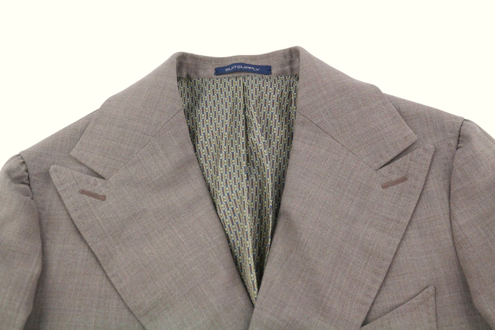 SUITSUPPLY La Spalla Men Blazer UK34S Brown Wool Double-Breasted Peak Lapel