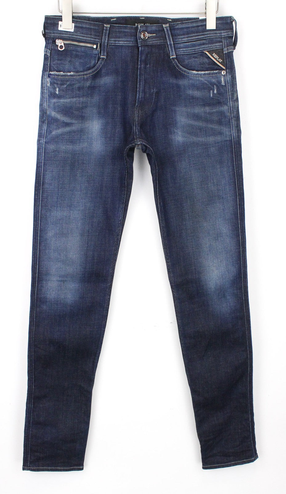 REPLAY Anbass Men's W29/L32 Jeans Slim Fit Casual Blue Denim Stretch Washed