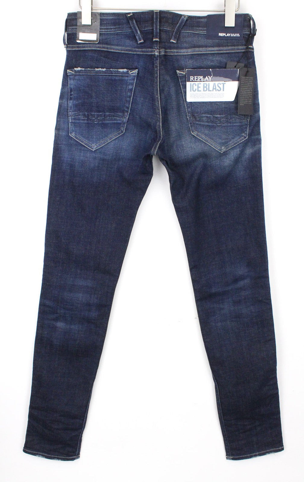 REPLAY Anbass Men's W29/L32 Jeans Slim Fit Casual Blue Denim Stretch Washed