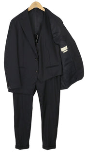 SUITSUPPLY Havana Peak Jetted Ferrara Soho Men Suit UK44R Blue Wool 3 Piece