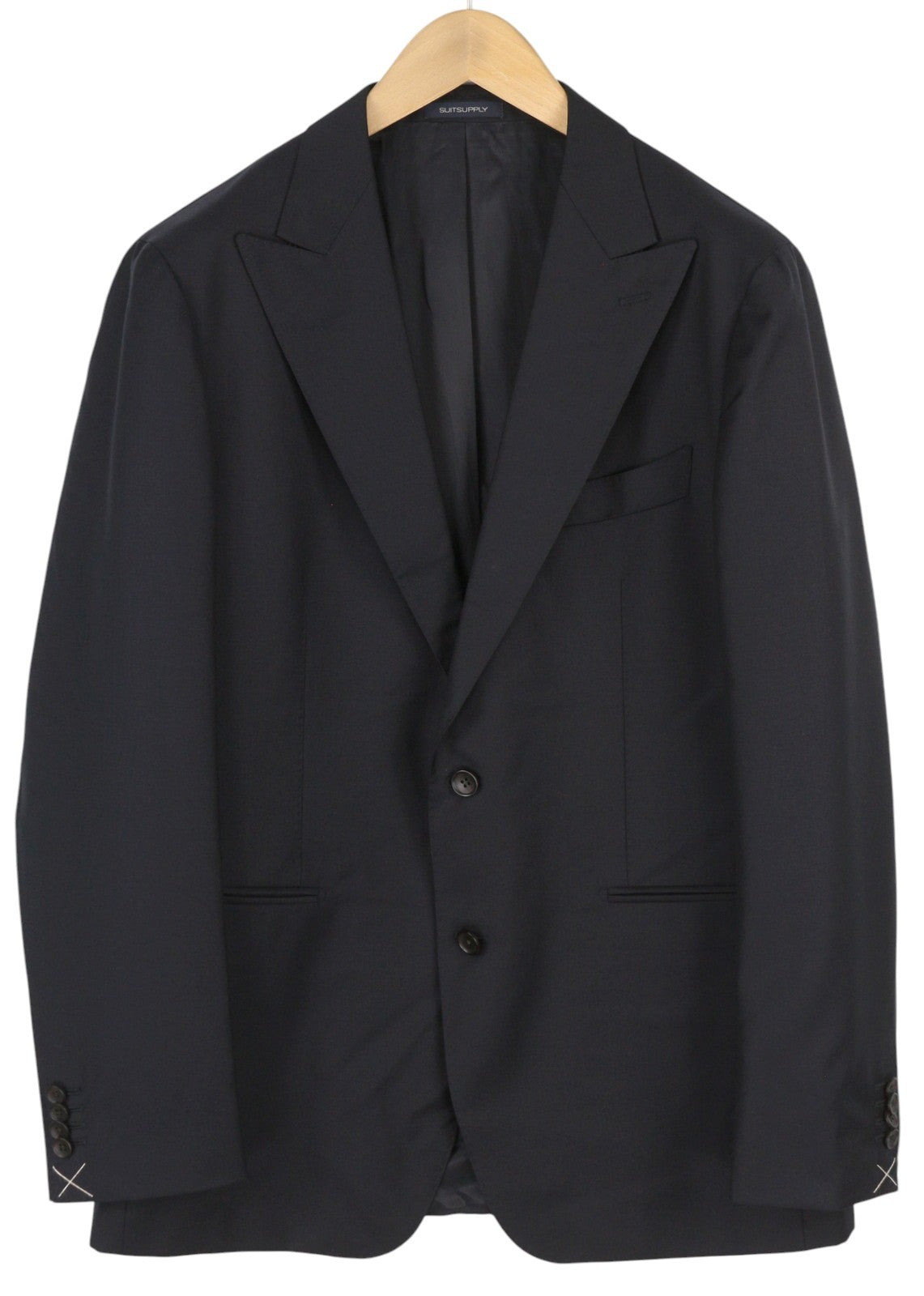 SUITSUPPLY Havana Peak Jetted Ferrara Soho Men Suit UK44R Blue Wool 3 Piece