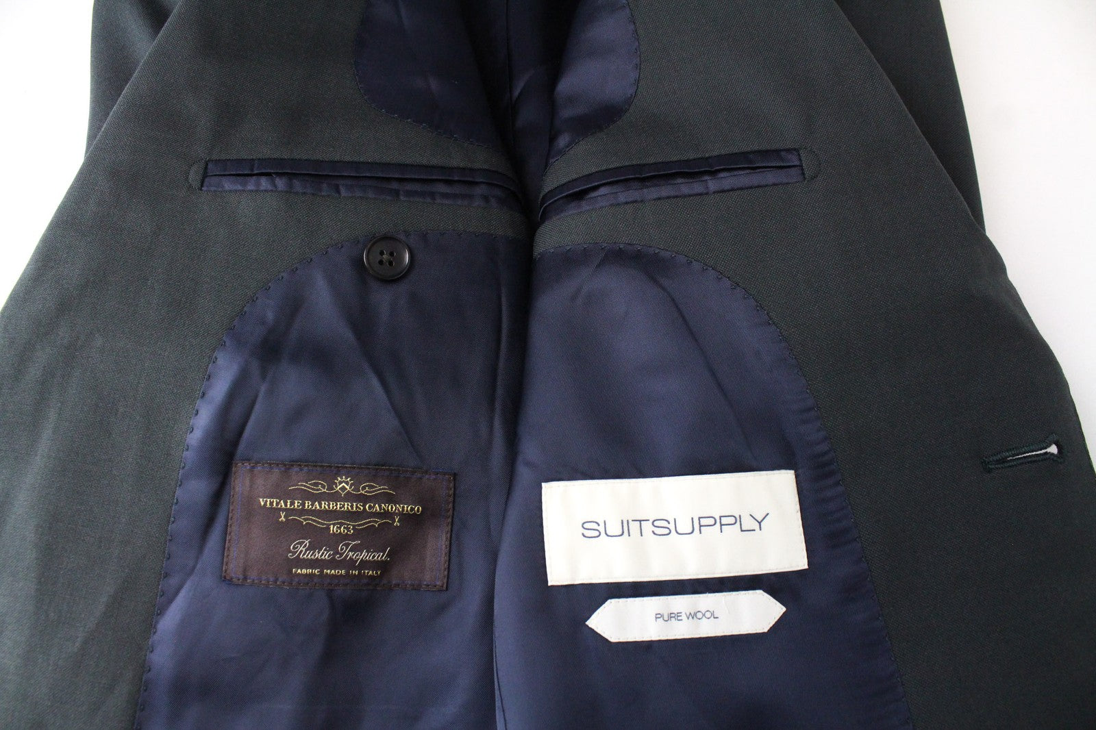 SUITSUPPLY Lazio Men's UK32R Suit 2 Piece Wool Blazer Waistcoat Lined Green