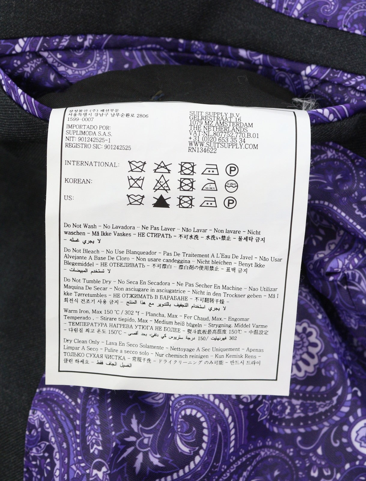 SUITSUPPLY La Spalla Men Suit UK36R Dark Grey Wool Peak Lapel Single-Breasted