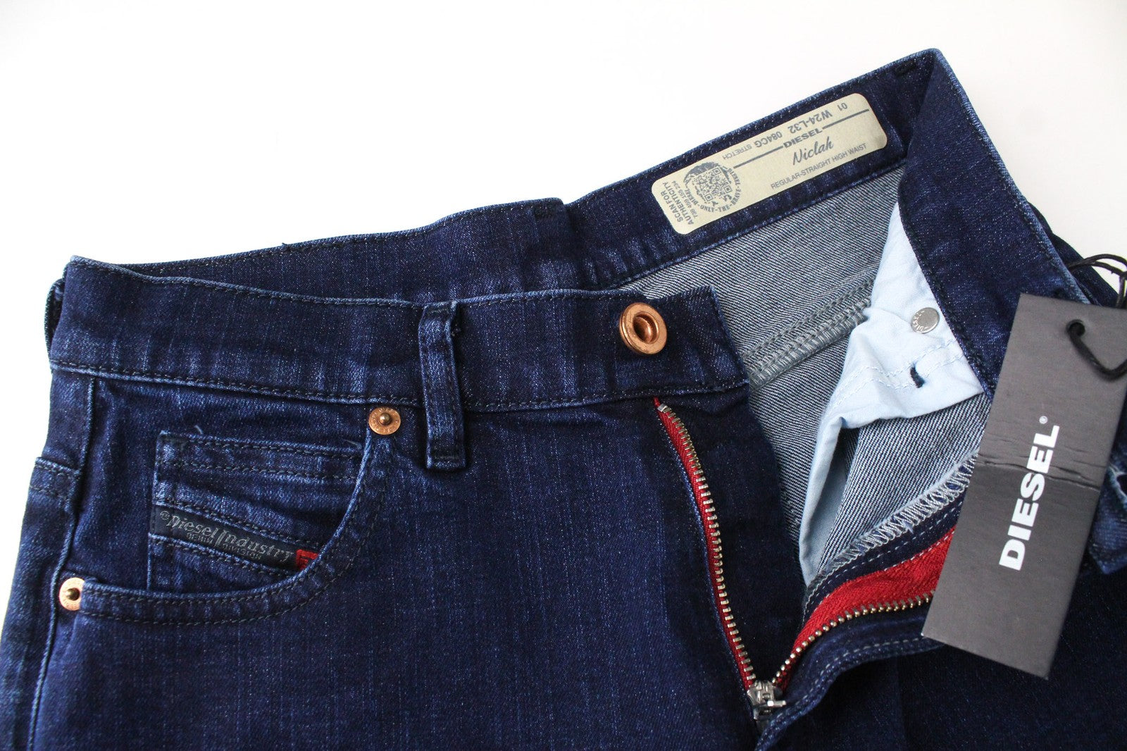 DIESEL Niclah 084CG Women's W24/L32 Jeans Straight Fit Stretch Blue Cotton Girls