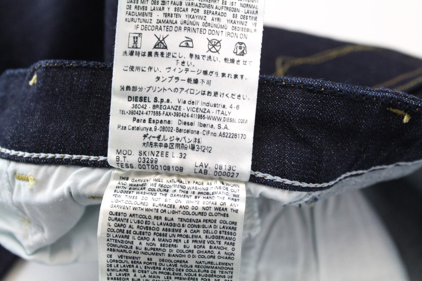 DIESEL Skinzee 0813C Women's W23/L32 Jeans Super Skinny Slim Stretch Blue Girls