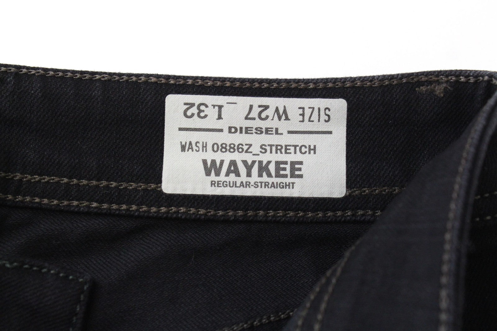 DIESEL Waykee 0886Z Men's W27/L32 Jeans Straight Fit Regular Stretch Black