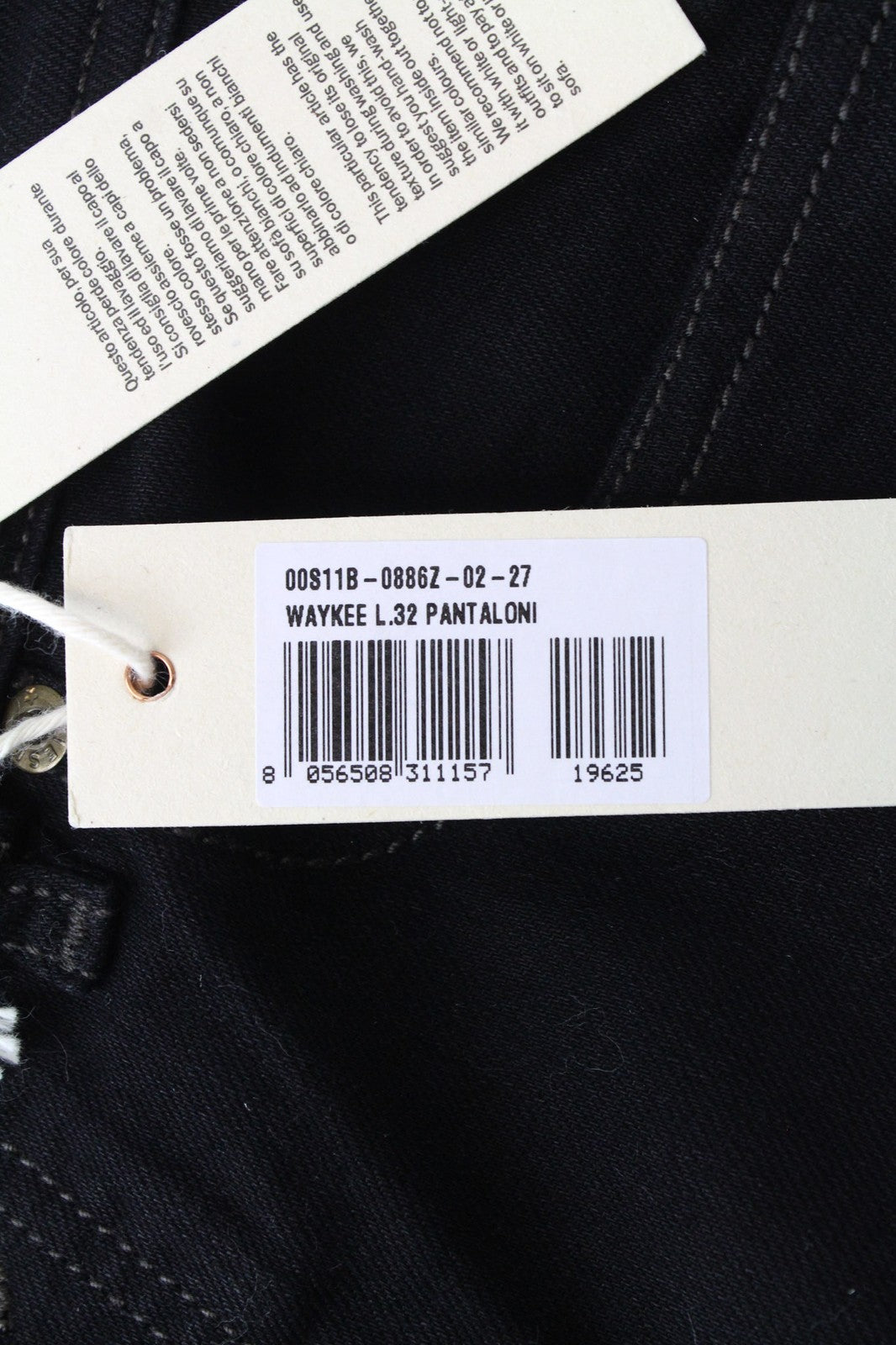 DIESEL Waykee 0886Z Men's W27/L32 Jeans Straight Fit Regular Stretch Black