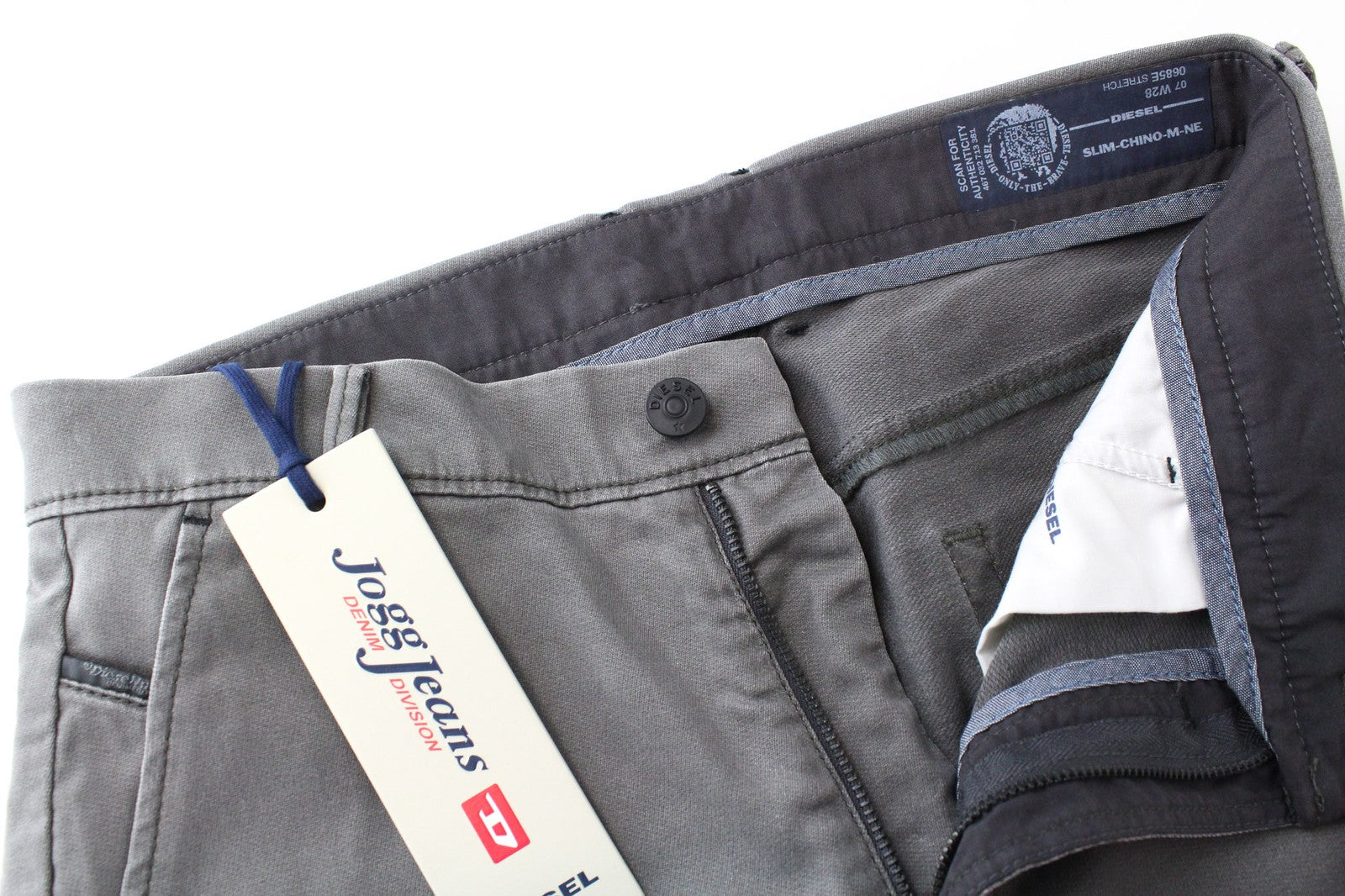 DIESEL Slim-Chino-M-NE 0685E Men's W28 Jogg Sweat Slim Cotton Stretch Grey Jeans