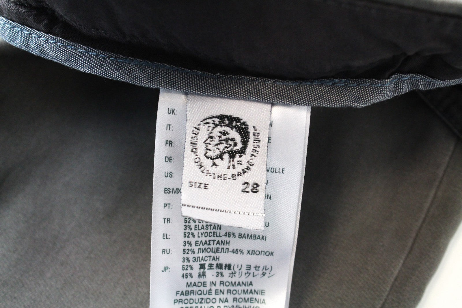 DIESEL Slim-Chino-M-NE 0685E Men's W28 Jogg Sweat Slim Cotton Stretch Grey Jeans