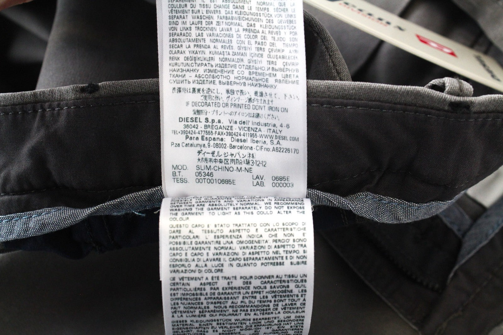 DIESEL Slim-Chino-M-NE 0685E Men's W28 Jogg Sweat Slim Cotton Stretch Grey Jeans