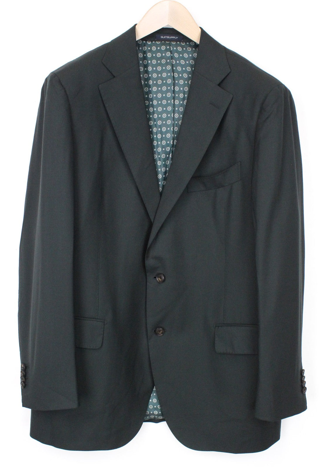 „SUITSUPPLY La Spalla“ vyriškas vieneilis švarkas, UK48R, tamsiai žalias, grynos vilnos 