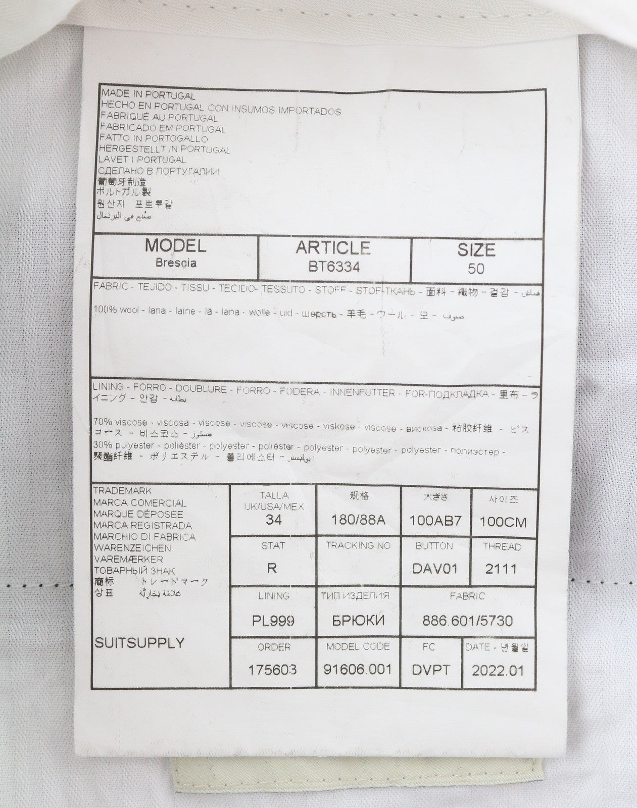 SUITSUPPLY La Spalla Men Suit UK42R / W34 Black Wool Peak Flat Front 2 Pieces