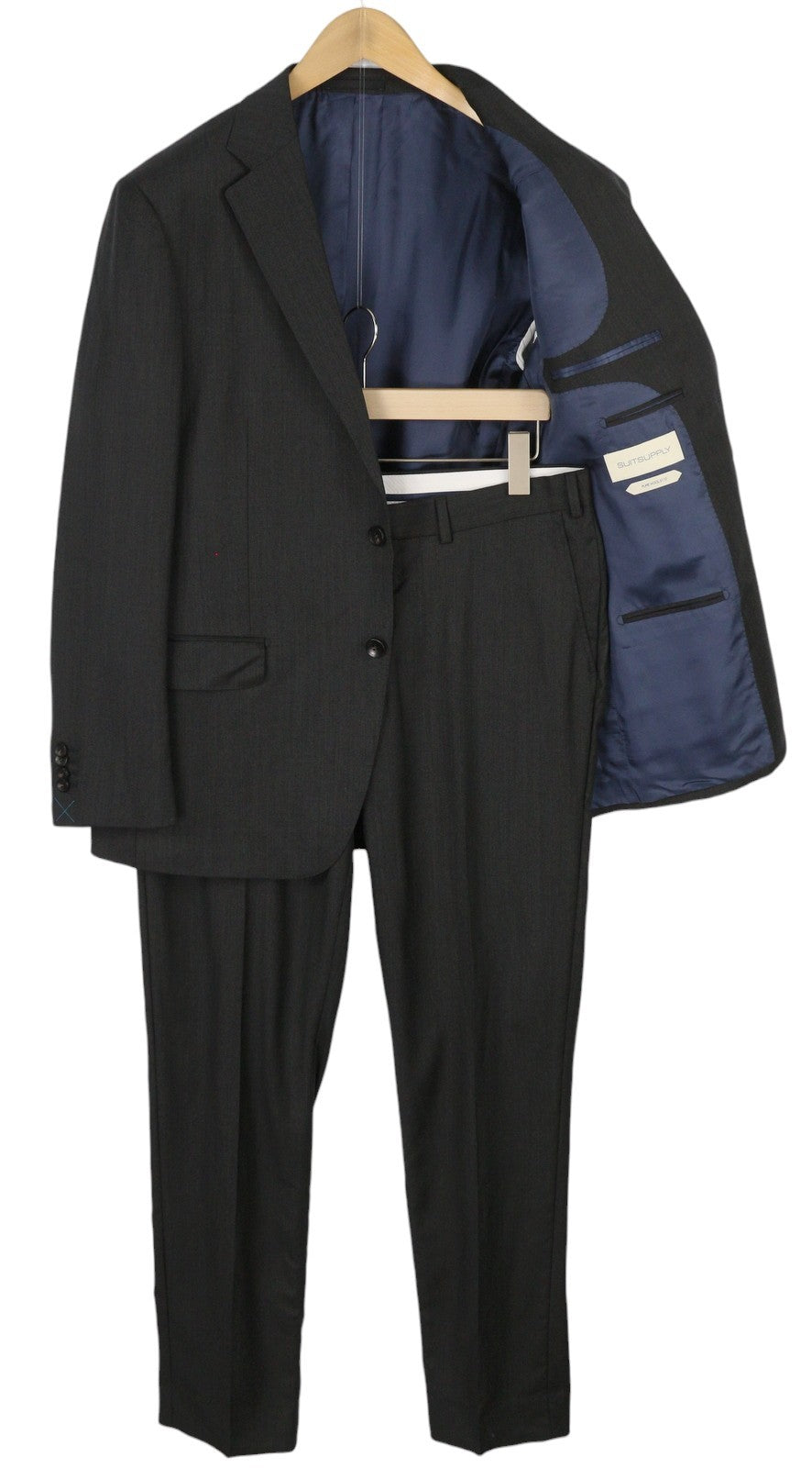 SUITSUPPLY Napoli Single Breasted Men Suit UK42R Dark Grey Wool Notch 2 Pieces