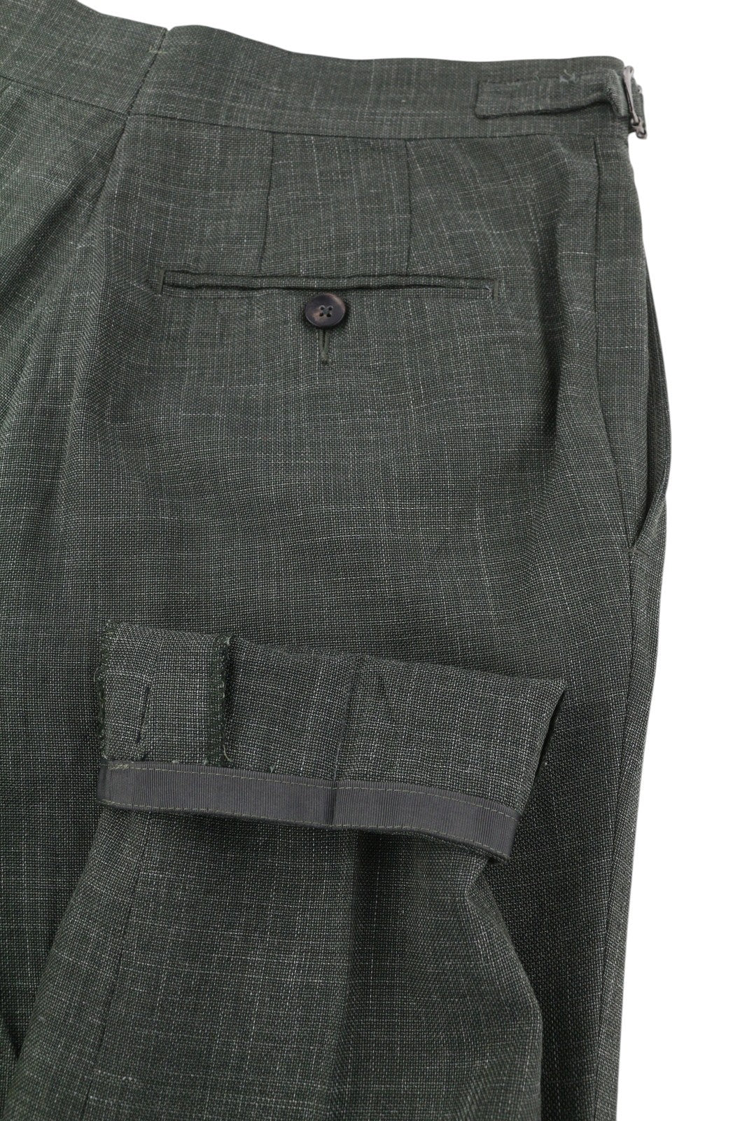 SUITSUPPLY Havana Patch Wide Lapel FL Men Suit UK38R Green Wool Silk Linen 2in1