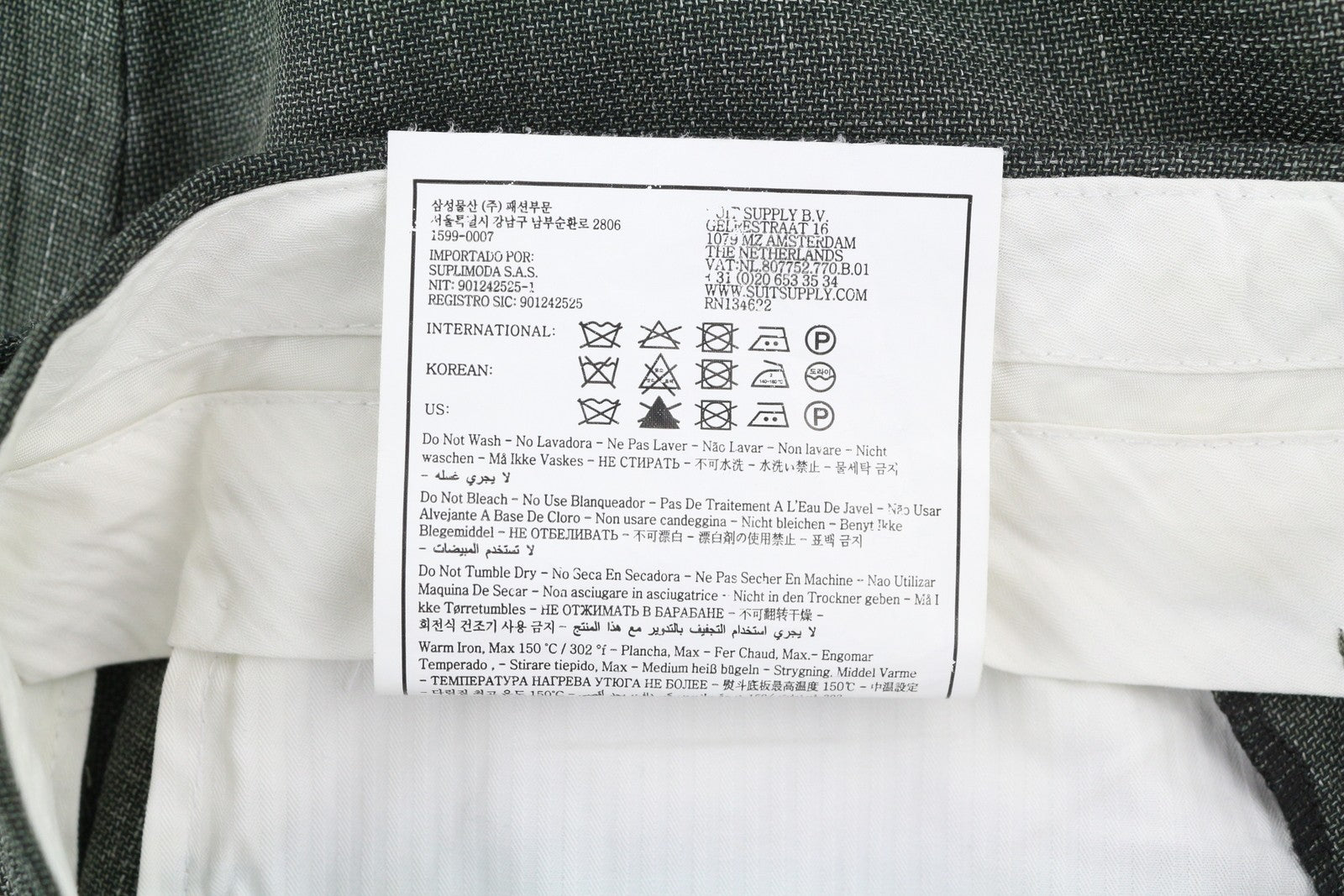 SUITSUPPLY Havana Patch Wide Lapel FL Men Suit UK38R Green Wool Silk Linen 2in1