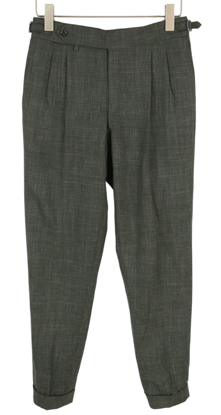 SUITSUPPLY Havana Patch Wide Lapel FL Men Suit UK38R Green Wool Silk Linen 2in1