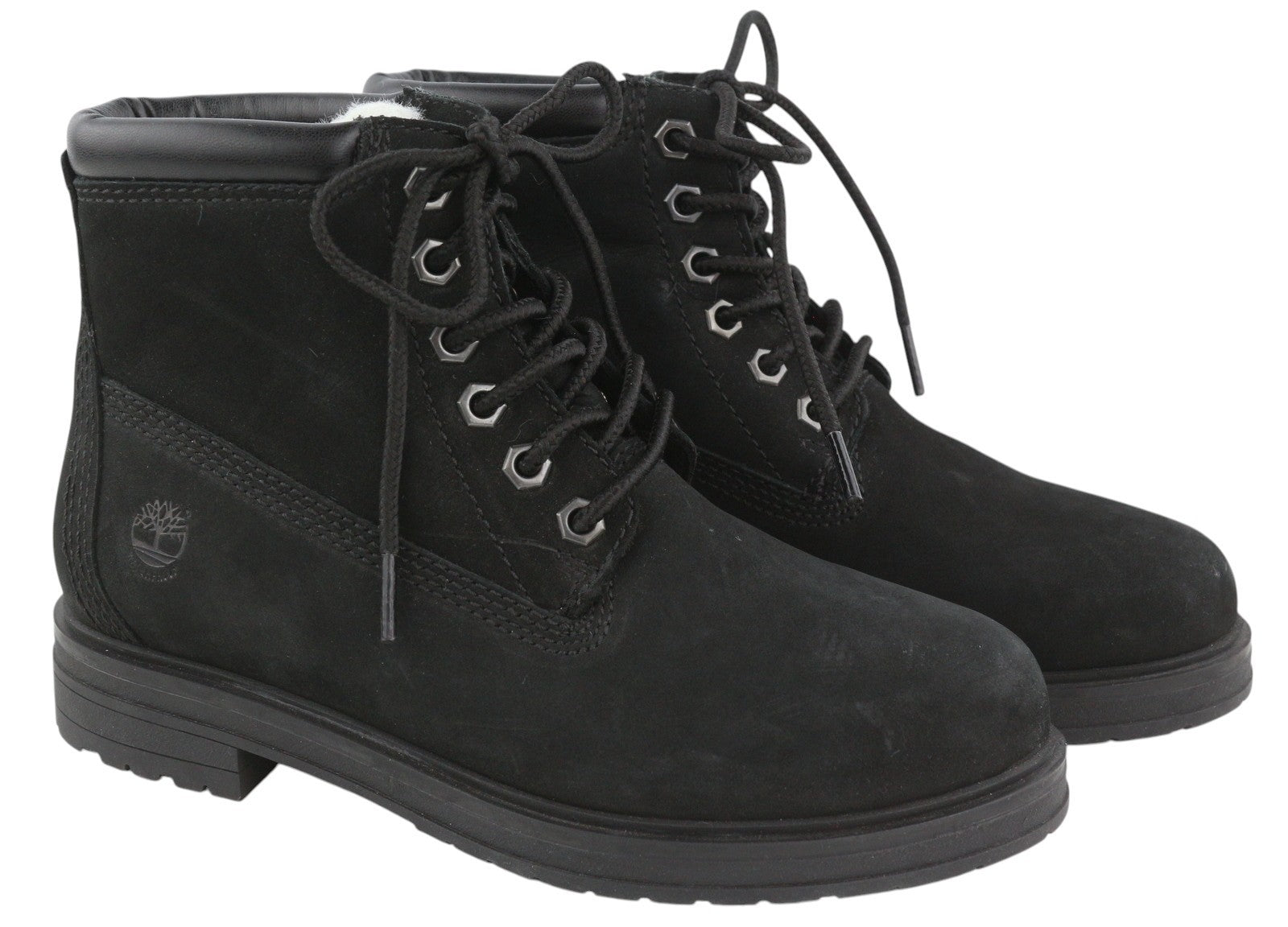 TIMBERLAND Women Boots EU37.5 Black Leather Waterproof Shearling Lined Winter