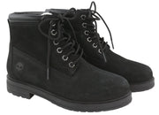 TIMBERLAND Women Boots EU37.5 Black Leather Waterproof Shearling Lined Winter