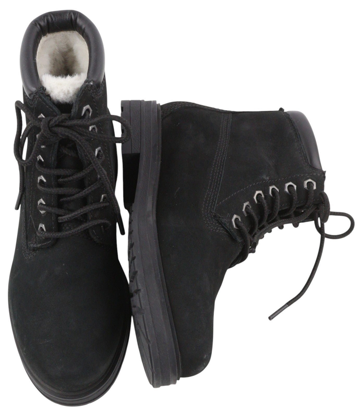 TIMBERLAND Women Boots EU37.5 Black Leather Waterproof Shearling Lined Winter