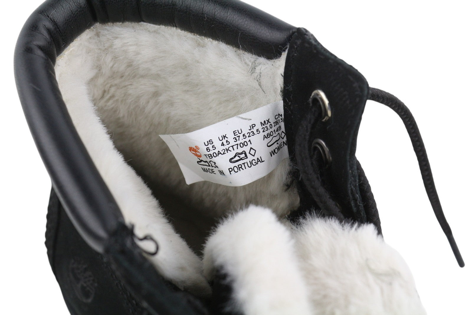 TIMBERLAND Women Boots EU37.5 Black Leather Waterproof Shearling Lined Winter