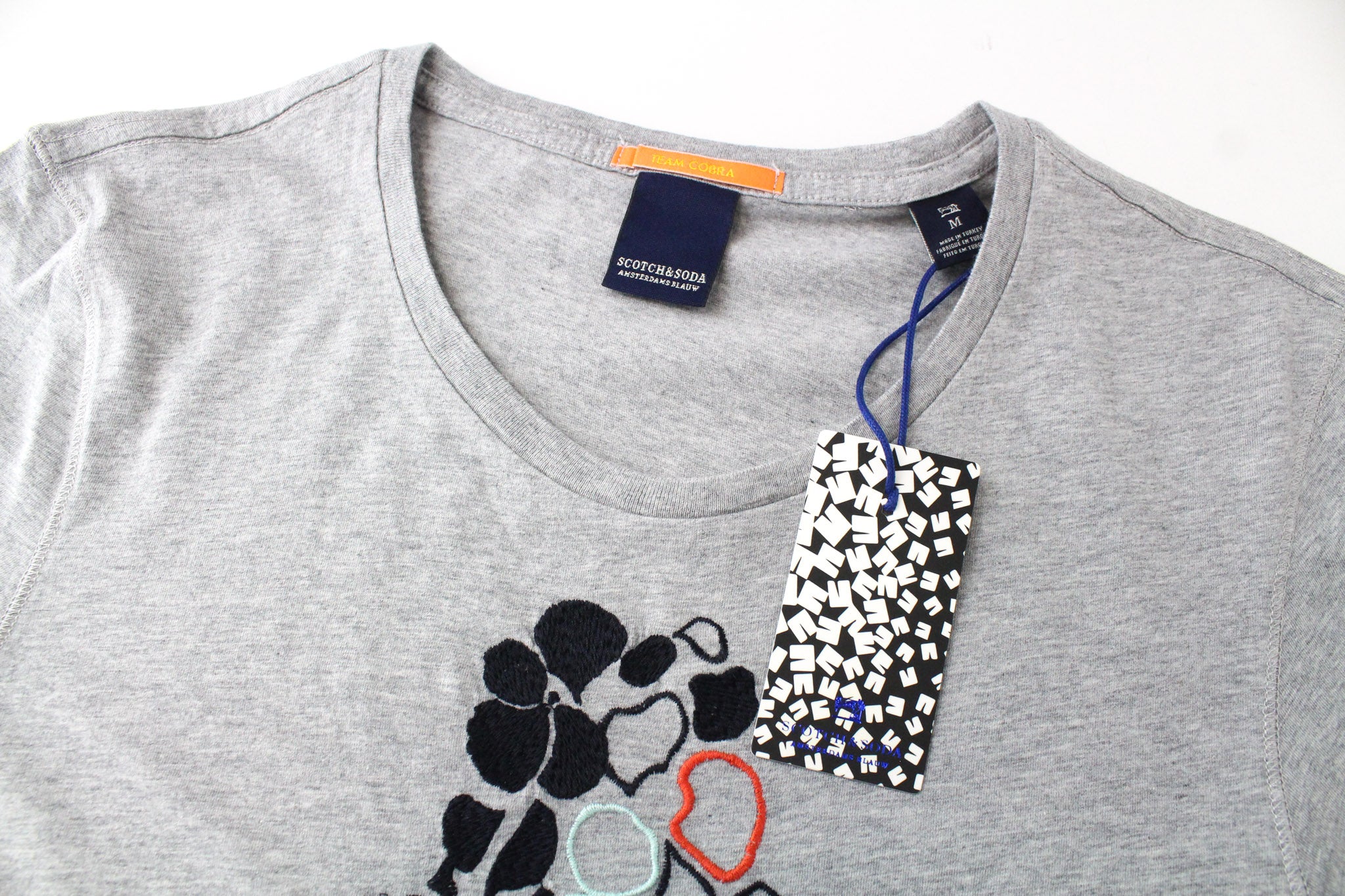 SCOTCH & SODA M T-Shirt Grey Cotton Jersey Crewneck Men's Melange Tee