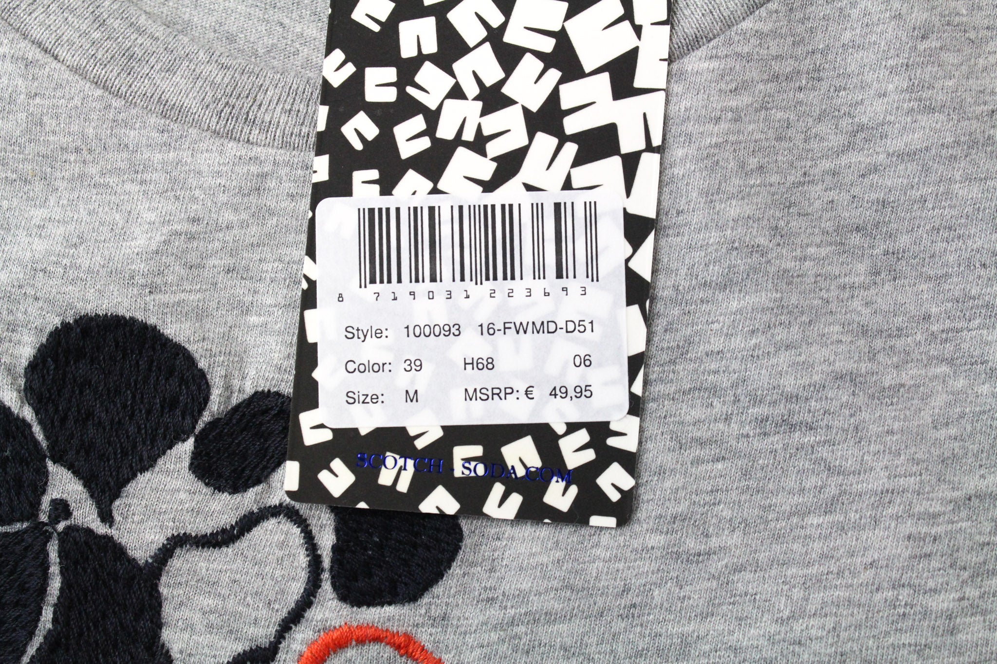 SCOTCH & SODA M T-Shirt Grey Cotton Jersey Crewneck Men's Melange Tee