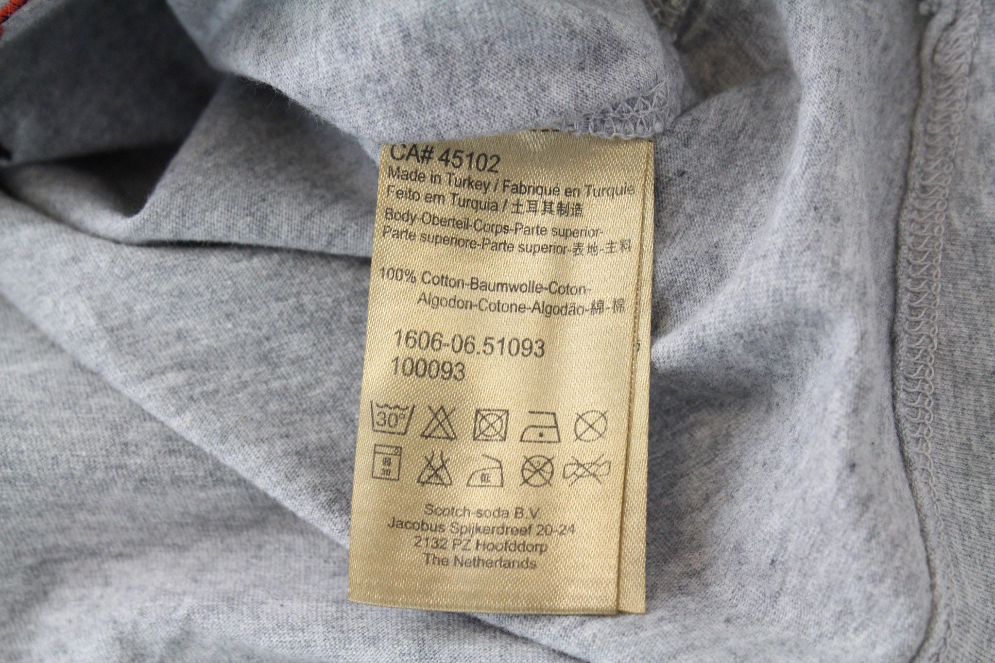 SCOTCH & SODA M T-Shirt Grey Cotton Jersey Crewneck Men's Melange Tee