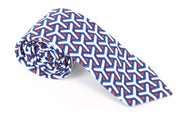 SUITSUPPLY Men's Tie Blue Linen Cotton 148 x 8 Geometric Pattern Design